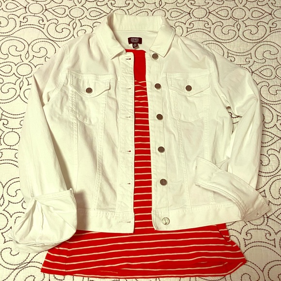 Jones New York white Jean jacket sz M - Picture 1 of 6